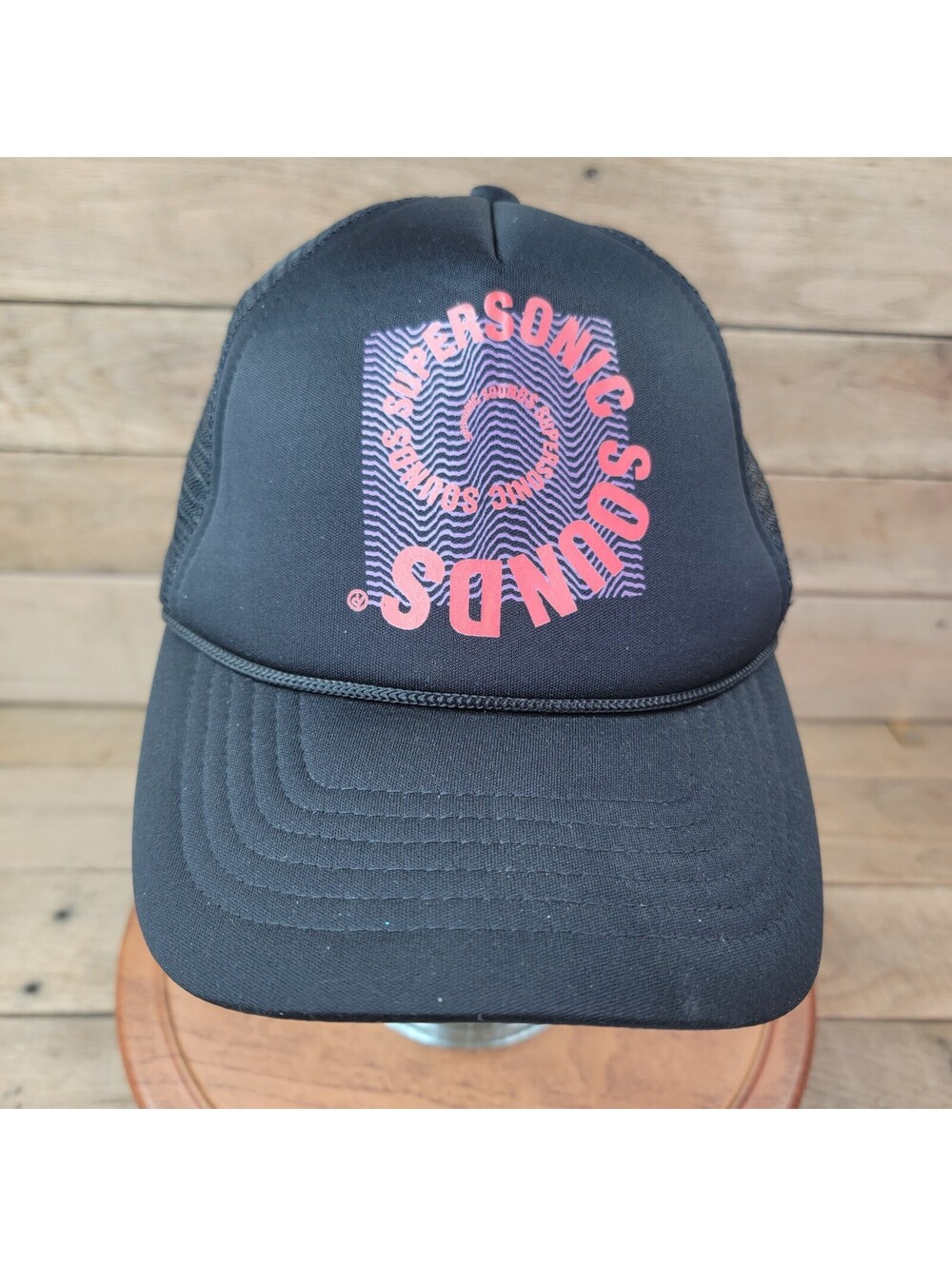 Supersonic Sounds Trucker Hat Black Mesh Snapback Calypso Island Picnic